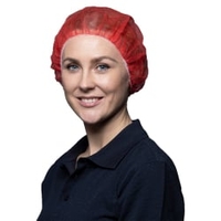 NITRAS Baretthaube,  52 cm 4003,  1 Packung = 100 Stück,  Farbe: rot