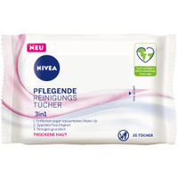NIVEA 3 in 1 Pflegende Reinigungstücher 81906,  1 Packung = 25 Tücher