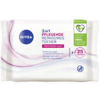 NIVEA 3 in 1 Reinigungstücher,  pflegend 81906,  1 Packung = 25 Reinigungstücher