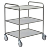 novocal Edelstahl-Mehrzweckwagen mit Vollkernfachböden SEV 3/64,  (B x T x H) 730 x 540 x 965 mm SEV3/64