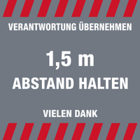 Novus Abstand halten Hinweismatten,  90 x 90 cm 62-SMARTD-1,  Farbe: grau mit weißer Schrift