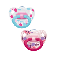 NUK Classic Happy Days Schnuller 10175150 ,  1 Packung = 2 Stück,  Größe: 1 (0-6 Monate),  farbig sortiert