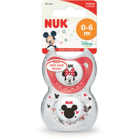 NUK Disney Mickey Silikon-Schnuller 10175153,  1 Packung = 2 Stück,  Größe 1 (0-6 Monate),  farbig sortiert