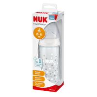 NUK First Choice+ Babyflasche aus Glas,  0 - 6 Monate 10.212.017,  Fassungsvermögen: 240 ml,  Größe M,  farbig sortiert