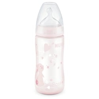 NUK First Choice Plus Rose Babyflasche mit Silikon-Trinksauger 10.216.106,  Füllmenge: 300 ml,  Saugergröße 1 M,  (0-6 Monate)