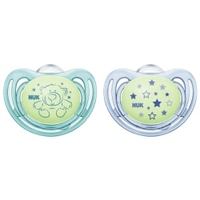 NUK Freestyle Night Schnuller 10.176.243,  1 Packung = 2 Stück,  Größe: 6-18 m,  farbig sortiert