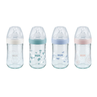 NUK Nature Sense Glasflasche,  240 ml 10.212.028,  Größe: M (Milch),  farbig sortiert