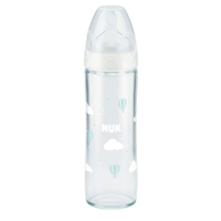 NUK New Classic Glas-Babyflasche mit Trinksauger 10.212.021,  Fassungsvermögen: 240 ml