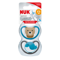 NUK Space Schnuller 10.175.208,  1 Packung = 2 Stück,  Größe: 0-6 m,  farbig sortiert