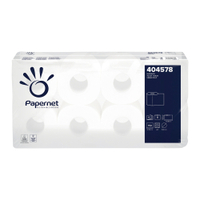Papernet Toilettenpapier,  4-lagig,  weiß 404578,  1 Karton = 9 Packungen à 8 Rollen