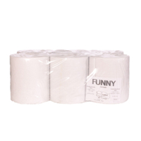 Papierhandtuch-Rolle,  1-lagig,  weisslich 1 Karton = 6 Rollen,  Midirolle,  Innenzug