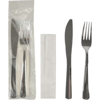 Papstar Bestecksets,  metallisiert,  silber 85656,  1 Packung = 50 Bestecksets