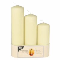 Papstar Kamin- und Laternenkerzen creme 13943,  1 Packung = 3 Stück
