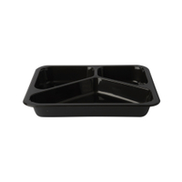 PAPSTAR Mikrowellenschalen Siegelschale,  765 ml,  3-geteilt 88432,  1 Packung = 50 Stück,  schwarz