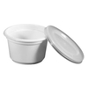 Papstar Portionsbecher mit Deckel 12026,  1 Packung = 100 Stück,  weiss-transluzent