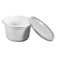 Papstar Portionsbecher mit Deckel 12026,  1 Packung = 100 Stück,  weiss-transluzent