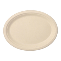 Papstar Pure Einwegteller,  Zuckerrohr,  oval 26 x 20 cm 89869,  1 Packung = 50 Stück
