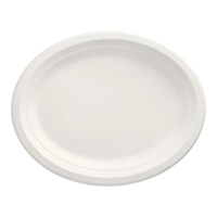 Papstar Pure Einwegteller,  Zuckerrohr,  oval 32 x 25, 5 cm 89752,  1 Packung = 12 Stück