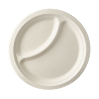 Papstar Pure Teller Zuckerrohr,  2-geteilt 87435,  1 Packung = 50 Stück,  Ø 23 cm