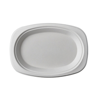 Papstar Pure Teller Zuckerrohr,  oval,  weiß 87439,  1 Packung = 50 Stück