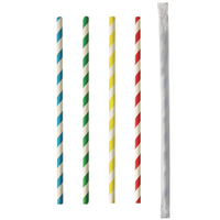 Papstar Pure Trinkhalme,  Papier 87514,  1 Packung = 100 Stück,  Stripes,  einzeln gehüllt