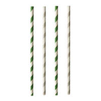 Papstar Pure Trinkhalme,  Papier 87674,  1 Packung = 25 Stück,  Stripes (grün und grau)