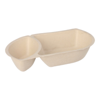 Papstar Snacktrays,  Zuckerrohr,  2-geteilt 97084,  1 Packung = 50 Stück,  Maße: 3, 6 cm x 11 cm x 19, 4 cm