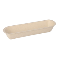 Papstar Snacktrays,  Zuckerrohr,  ungeteilt 97082,  1 Packung = 50 Stück,  Maße: 3, 3 cm x 7, 1 cm x 21 cm