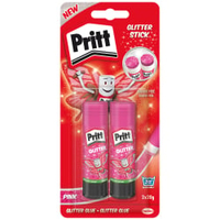 Pritt Glitzer Klebestift Pink PPST2,  1 Packung = 2 x 20 g