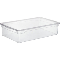 Rotho CLEAR Clearbox mit QR-Code,  Aufbewahrungsbox,  transparent 1404700096,  Füllmenge: 30 Liter,  Maße (L x B x H): 705 x 400 x 165 mm