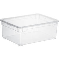 Rotho CLEAR Clearbox mit QR-Code,  Aufbewahrungsbox,  transparent 1404800096,  Füllmenge: 10 Liter,  Maße (L x B x H): 365 x 265 x 140 mm