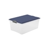 Rotho COMPACT A3 Stapelbox,  38 Liter transparent 1767706211,  Deckelfarbe: iris dunkelblau ged.