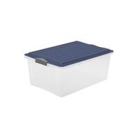 Rotho COMPACT A3 Stapelbox,  38 Liter transparent 1767706211,  Deckelfarbe: iris dunkelblau ged.