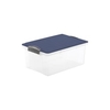 Rotho COMPACT A4 Stapelbox,  13 Liter transparent 1776006211,  Deckelfarbe: iris dunkelblau ged.