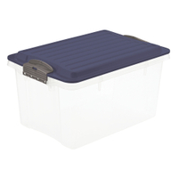 Rotho COMPACT A5 Stapelbox,  4, 5 Liter transparent 1776206211,  Deckelfarbe: iris dunkelblau ged.