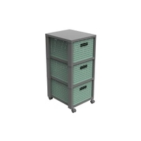 Rotho COUNTRY ECO Boxenturm Rattan mit Rollen 3 x 18 Liter,  A4 1165405092PC,  Farbe: Mistletoe green