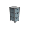 Rotho COUNTRY ECO Boxenturm Rattan mit Rollen 3 x 18 Liter,  A4 1165406161PC,  Farbe: Horizon blue