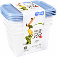Rotho DOMINO Gefrierdosen,  blau 6116706161,  1 Set = 4 x 1 Liter