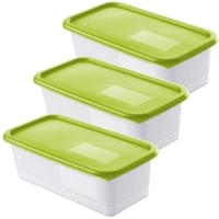 Rotho DOMINO Gefrierdosen,  lime grün 1755305070,  1 Set = 3 x 1, 2 Liter