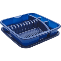 Rotho GEOMETRIC Geschirrabtropfer mit separater Abtropfschale 1703206149,  Farbe: blau