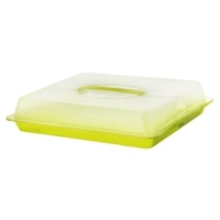 Rotho JOHN Partybutler Kuchenbehälter,  475 x 390 x 98 mm 1748305070,  Farbe: transparent / lime grün