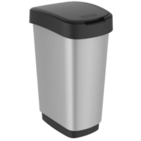 Rotho Mülleimer TWIST,  50 Liter 1167710264,  Farbe: silber/ metallic