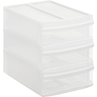 Rotho SYSTEMIX Schubladenbox,  3 Schubfächer 1114600096,  Maße: 265 x 192 x 233 mm,  transparent