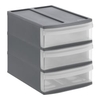 Rotho SYSTEMIX Schubladenbox,  3 Schubfächer 1114608853,  Maße: 265 x 192 x 233 mm,  transparent/anthrazit