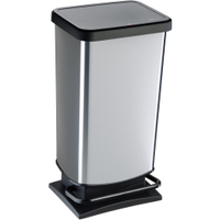 Rotho Treteimer PASO,  40 Liter 1754111005,  Farbe: schwarz/ silber metallic