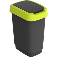 Rotho TWIST Abfalleimer,  10 Liter 1754305070,  Farbe: schwarz/ lime grün