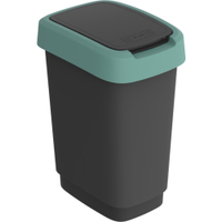 Rotho TWIST Abfalleimer,  10 Liter 1754305092,  Farbe: schwarz/ mistletoe green