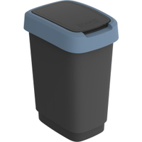 Rotho TWIST Abfalleimer,  10 Liter 1754306161,  Farbe: schwarz/ horizon blue
