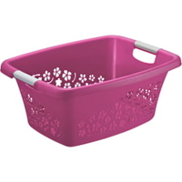 Rotho Wäschekorb FLOWERS,  25 Liter 1756590001,  Farbe: pink/weiß