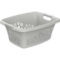 Rotho Wäschekorb FLOWERS,  25 Liter 1756590002,  Farbe: grau/grau